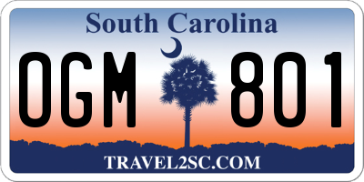 SC license plate OGM801