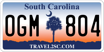SC license plate OGM804