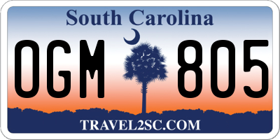 SC license plate OGM805