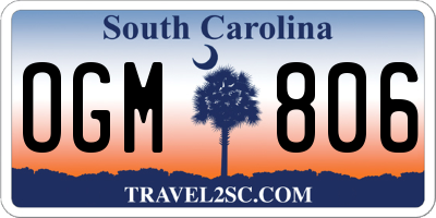 SC license plate OGM806