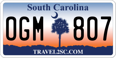SC license plate OGM807