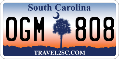 SC license plate OGM808