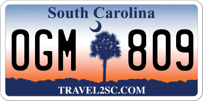 SC license plate OGM809