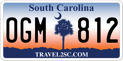 SC license plate OGM812