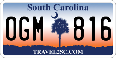 SC license plate OGM816
