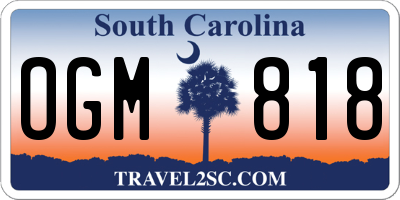 SC license plate OGM818