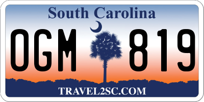 SC license plate OGM819