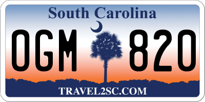 SC license plate OGM820