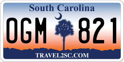 SC license plate OGM821