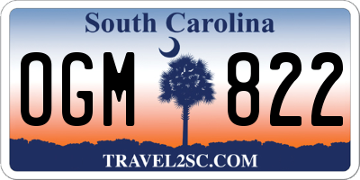 SC license plate OGM822