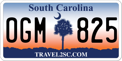 SC license plate OGM825