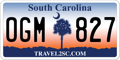 SC license plate OGM827