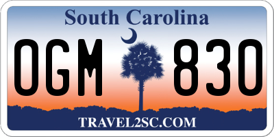 SC license plate OGM830
