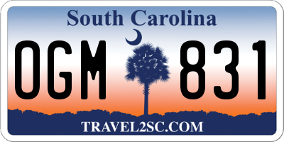 SC license plate OGM831