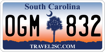 SC license plate OGM832