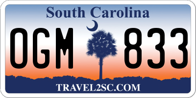 SC license plate OGM833