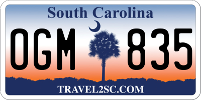 SC license plate OGM835