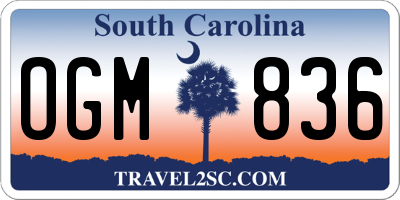 SC license plate OGM836