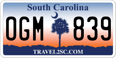SC license plate OGM839