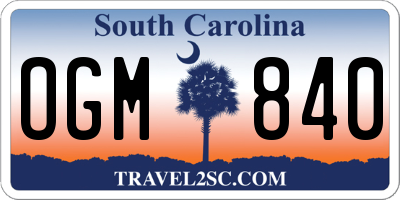 SC license plate OGM840