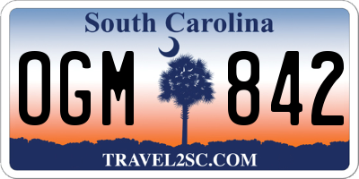 SC license plate OGM842