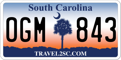 SC license plate OGM843
