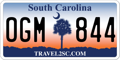 SC license plate OGM844