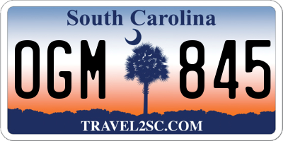SC license plate OGM845