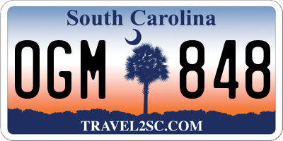 SC license plate OGM848