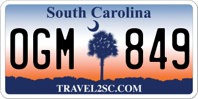 SC license plate OGM849