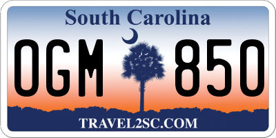 SC license plate OGM850