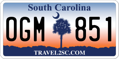 SC license plate OGM851