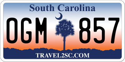 SC license plate OGM857