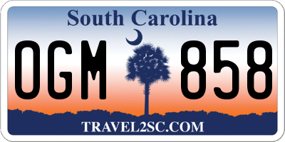 SC license plate OGM858