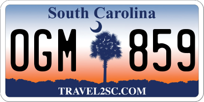 SC license plate OGM859