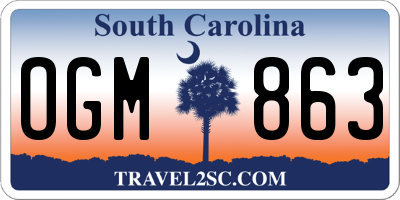 SC license plate OGM863