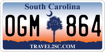 SC license plate OGM864