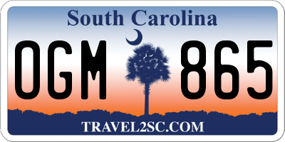 SC license plate OGM865