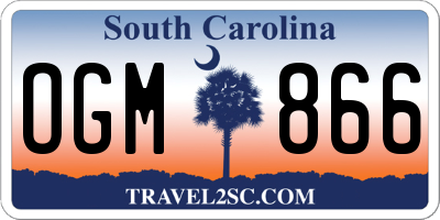 SC license plate OGM866