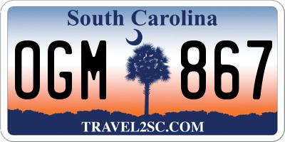 SC license plate OGM867