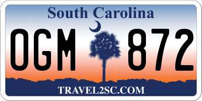 SC license plate OGM872