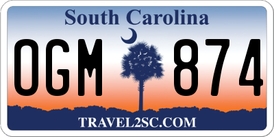 SC license plate OGM874