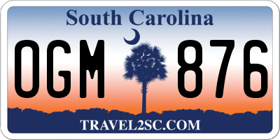 SC license plate OGM876
