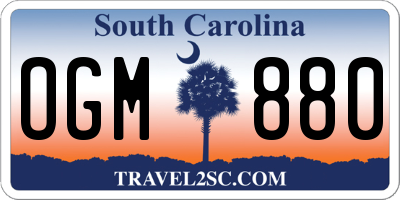SC license plate OGM880