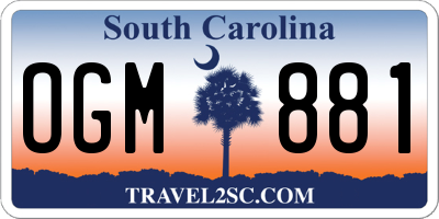 SC license plate OGM881