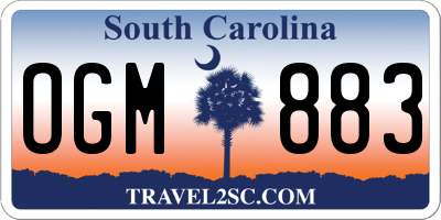SC license plate OGM883