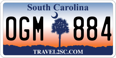 SC license plate OGM884