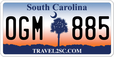 SC license plate OGM885