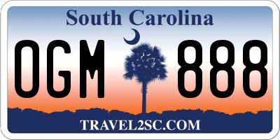 SC license plate OGM888