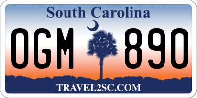 SC license plate OGM890